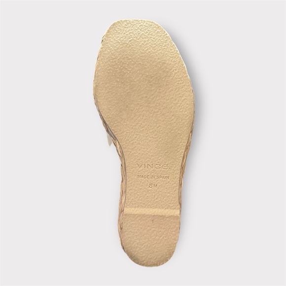 Vince Ivory / Cream Gilian Braided Leather Raffia Wedge Platform Sandals- 8 - Picture 5 of 8